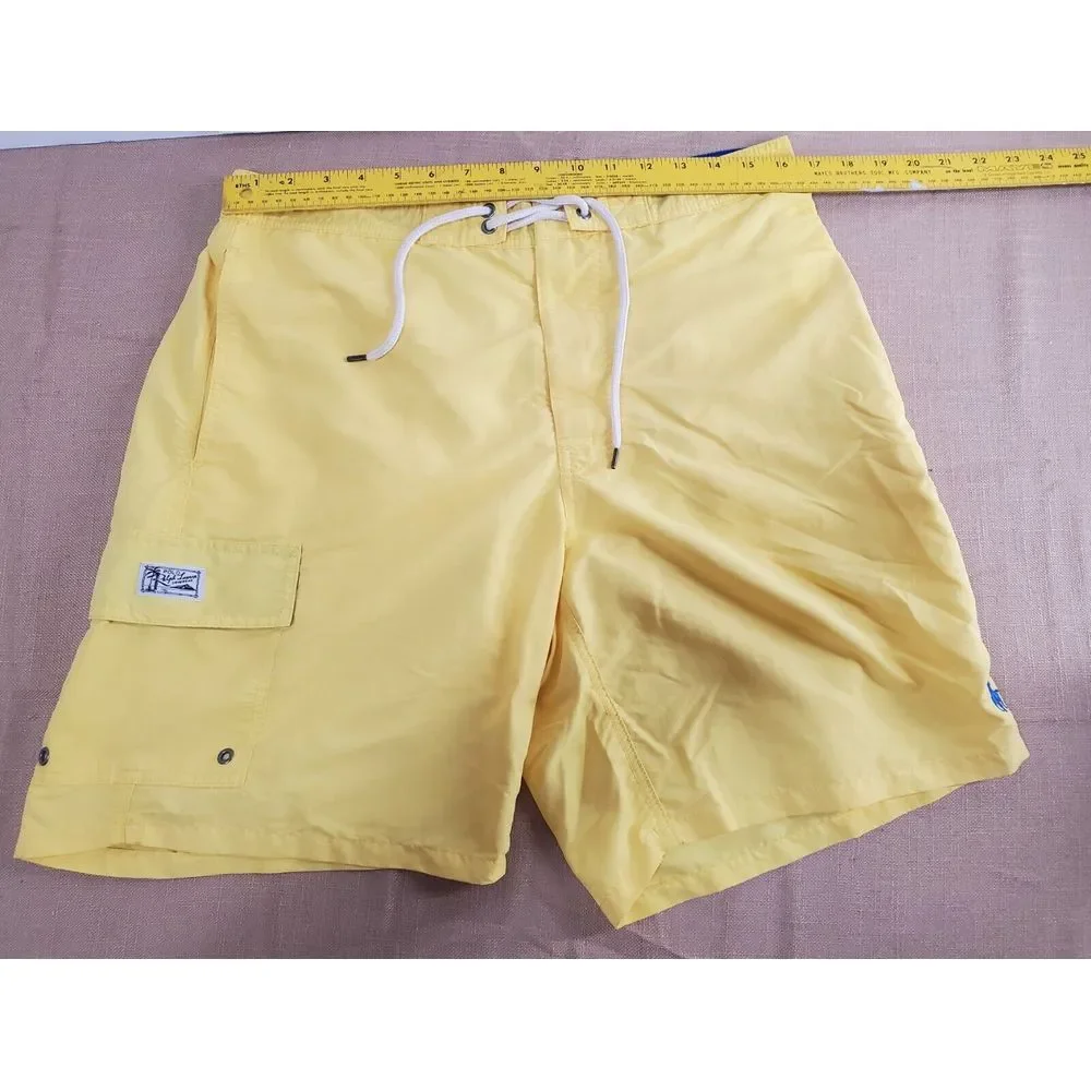 Polo Ralph‎ Lauren Swim Trunks Mens Large Yellow Stretch Pockets Lined